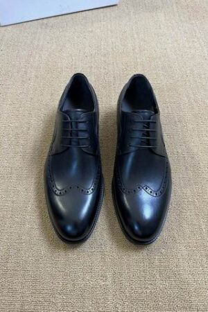 Berluti Black Leather Derby Brogue Shoes