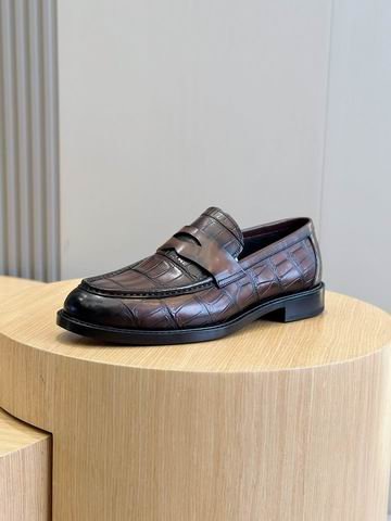 Berluti Brown Crocodile Embossed Leather Penny Loafers - Image 3