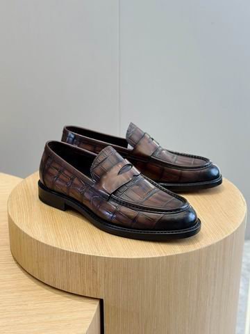 Berluti Brown Crocodile Embossed Leather Penny Loafers