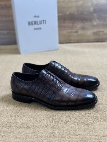 Berluti Crocodile Embossed Leather Oxford Shoes - Image 3