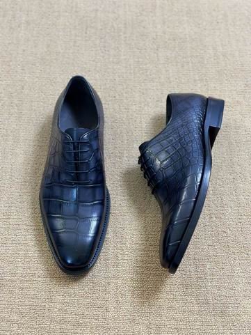 Berluti Crocodile Embossed Leather Oxford Shoes - Image 8