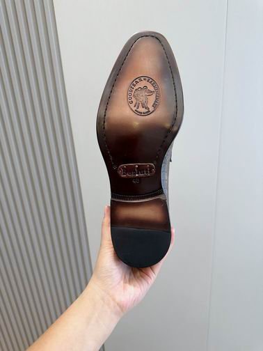 Berluti Dark Brown Leather Penny Loafers - Image 6