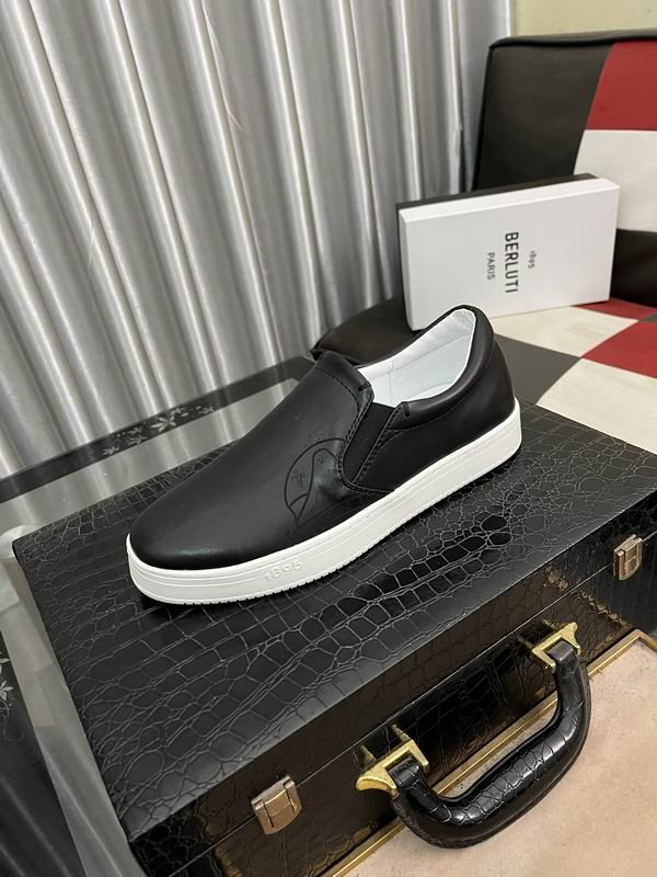 Berluti Minimalist Casual Black Leather Slip-On Sneakers - Image 2