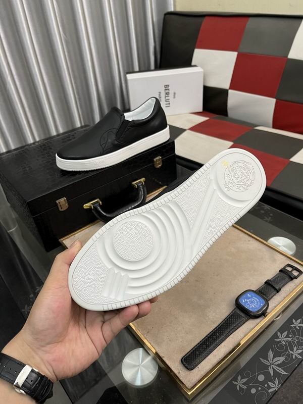 Berluti Minimalist Casual Black Leather Slip-On Sneakers - Image 7