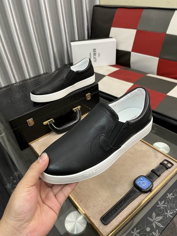 Berluti Minimalist Casual Black Leather Slip-On Sneakers - Image 6