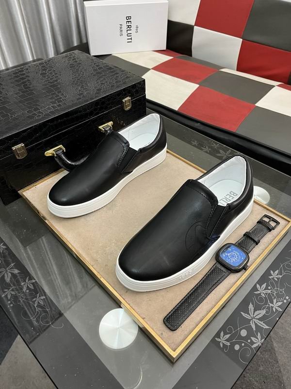Berluti Minimalist Casual Black Leather Slip-On Sneakers - Image 4