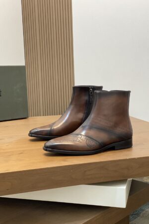 Berluti Patina Men's Leather Side-Zip Ankle Boots