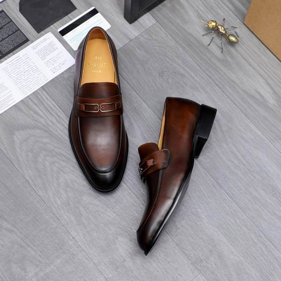 Berluti Polished Men's Leather Loafers with Distinctive Strap - Image 8