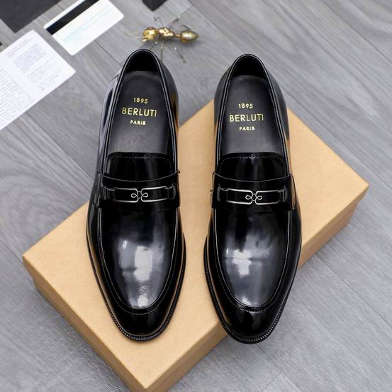 Berluti Polished Men's Leather Loafers with Distinctive Strap