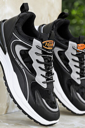 Affordable Athletic Fashion Sneakers - Lace-Up with Color Accents.