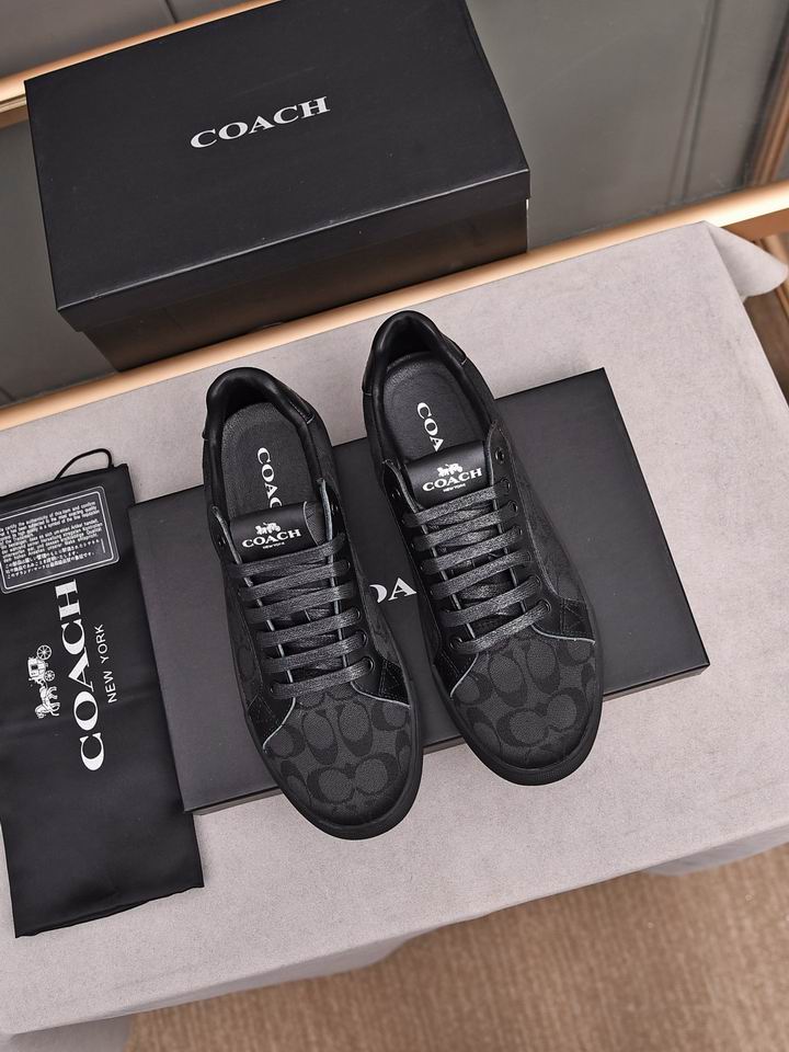 Coach Low-Top Monogram Sneakers in Black and Grey - Image 2