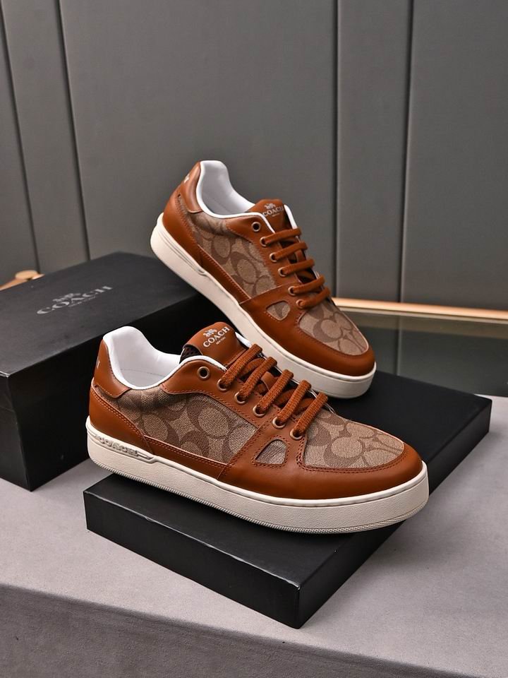 Coach Low-Top Monogram Sneakers in Brown and Beige - Image 4