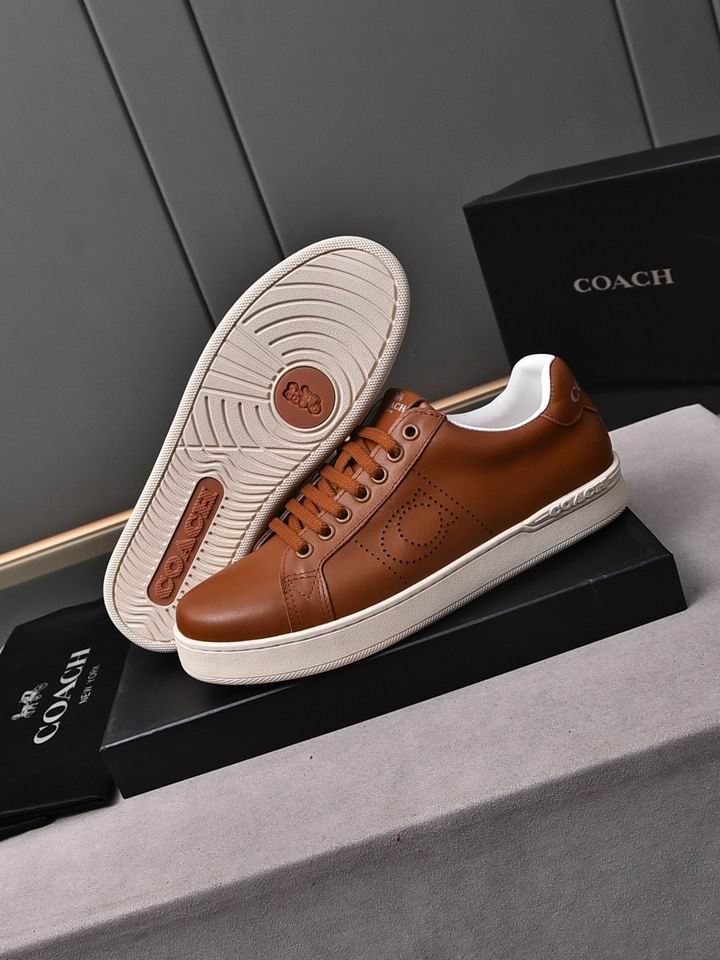 Coach Tan Leather Low-Top Sneakers - Image 6
