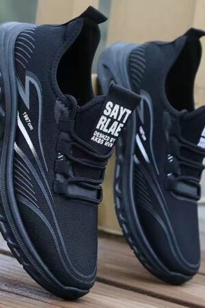 Dynamic Side Design Knit Strap Sneakers - Modern Style