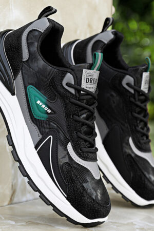 Athletic Fashion Sneakers - Lace-Up with Color Accents.