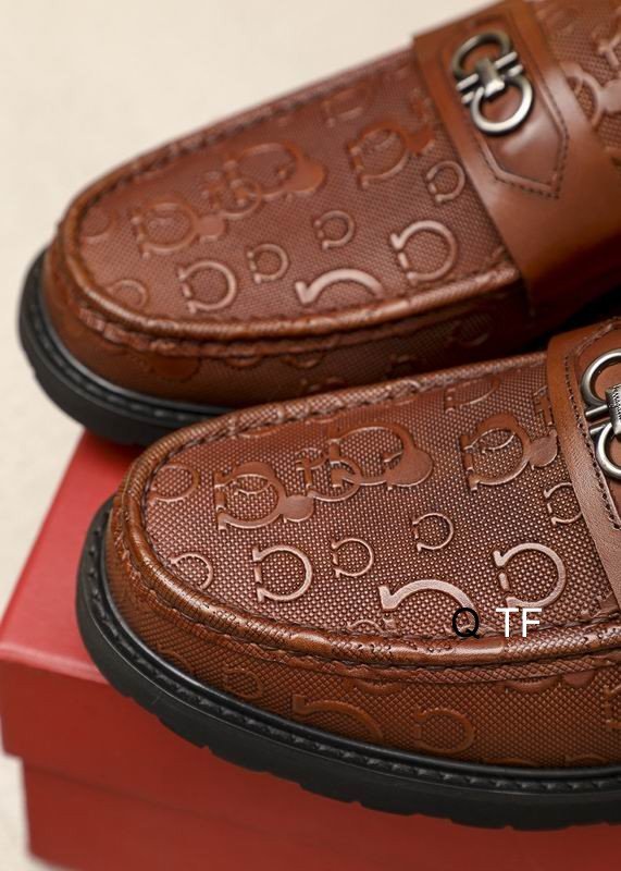 Salvatore Ferragamo Brown Patterned Leather Loafers - Image 4
