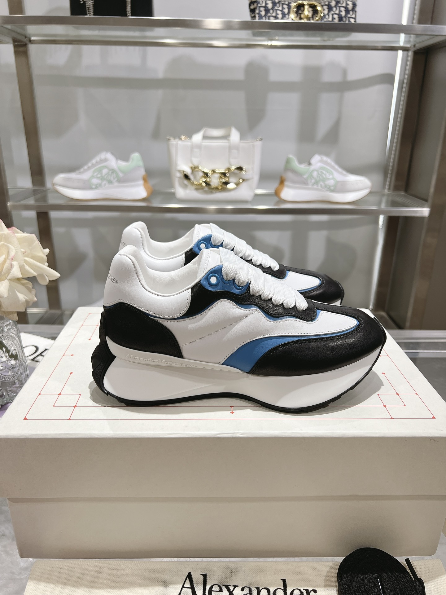 Alexander McQueen-Inspired Black, White & Blue Sprint Runners - Image 4