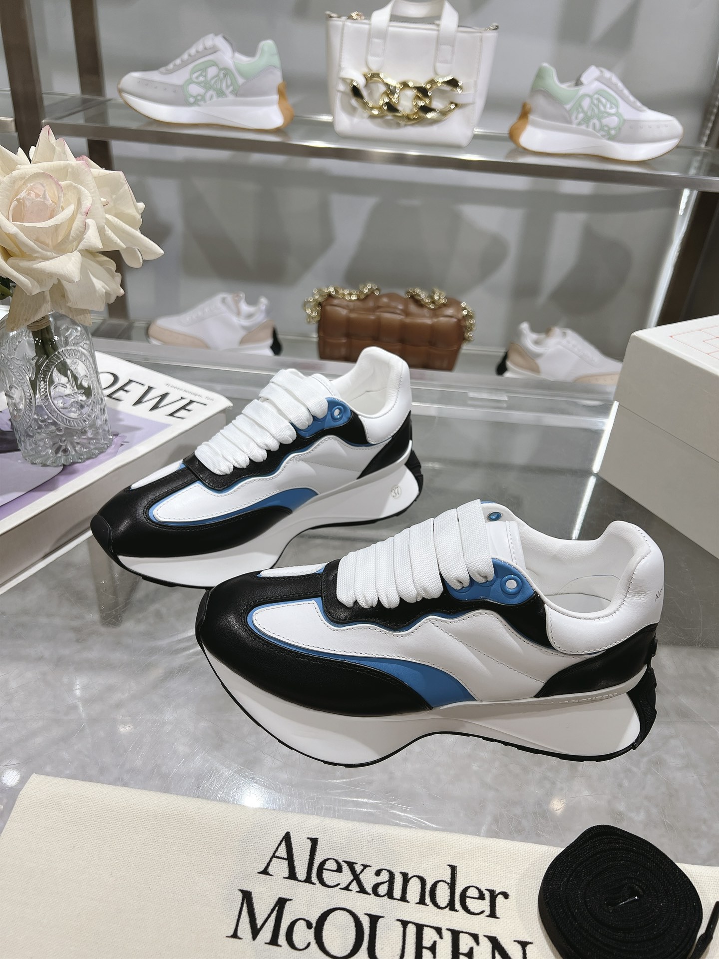 Alexander McQueen-Inspired Black, White & Blue Sprint Runners