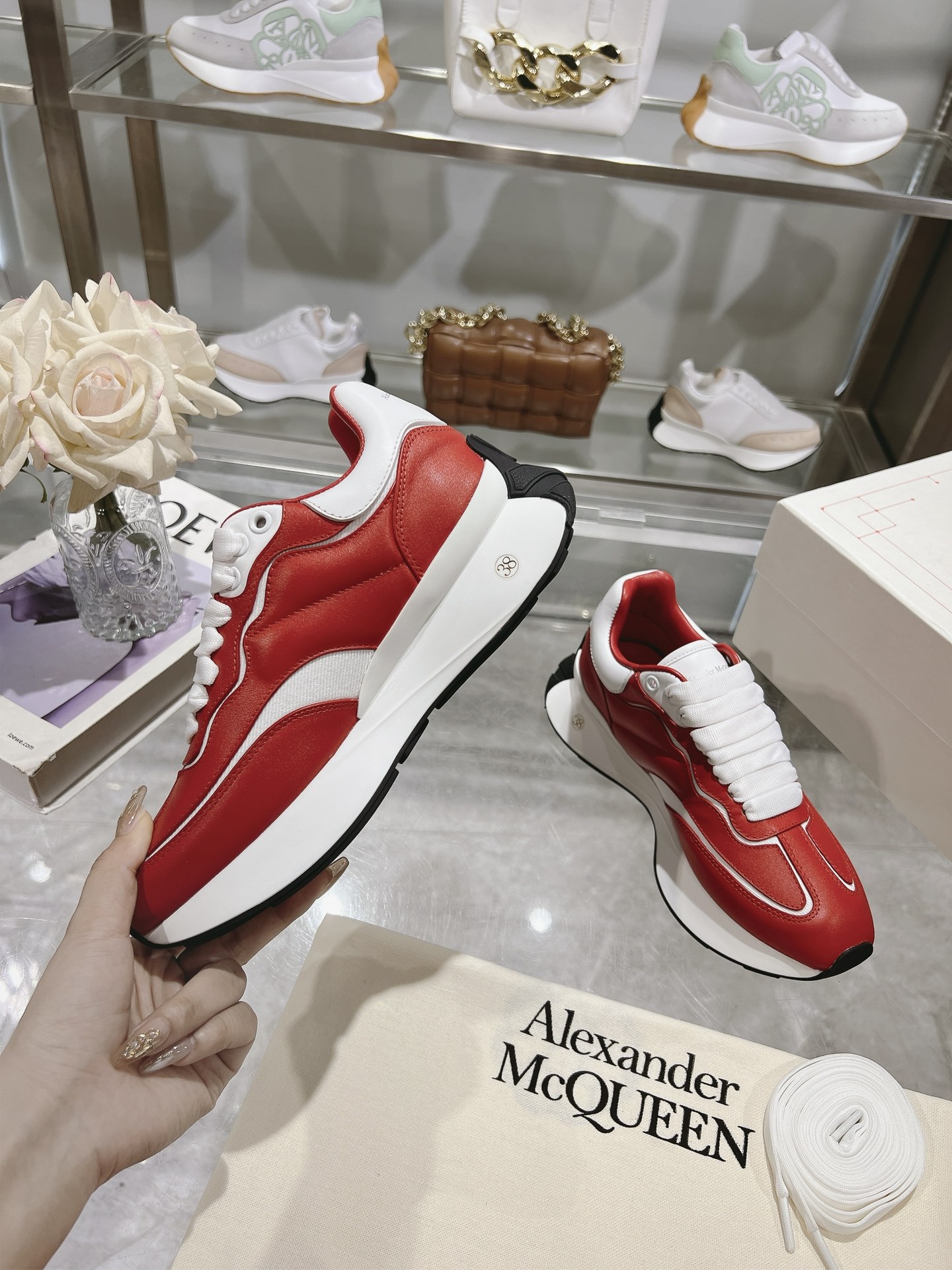 Alexander McQueen-Inspired Red Leather Sprint Runners - Image 4