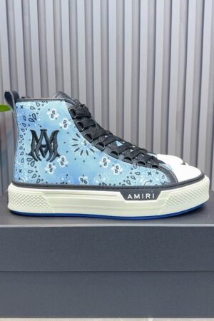 Amiri Court High Bandana Print High-Top Sneakers in Blue