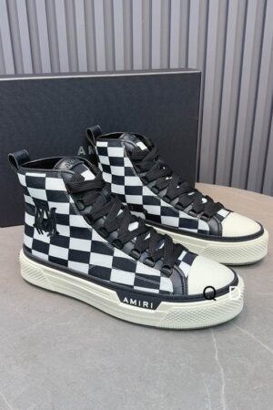 Amiri Court Canvas High-Top Sneakers in Black and White