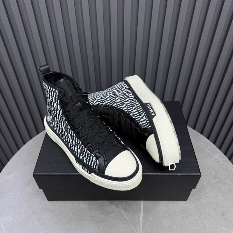 Amiri Court High-Top Sneakers in Black and White