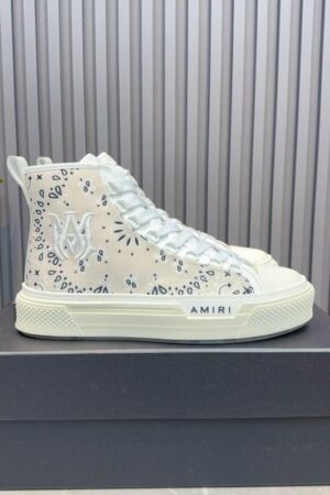Amiri M.A. Court High-Top Bandana Print Sneakers in Off-White