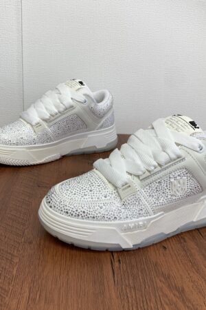 Amiri MA-1 Bicolor Low-Top Sneakers in White and Black Glitter