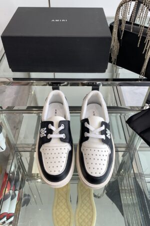 Amiri MA-1 Lace-Up Sneakers in Black and White Leather