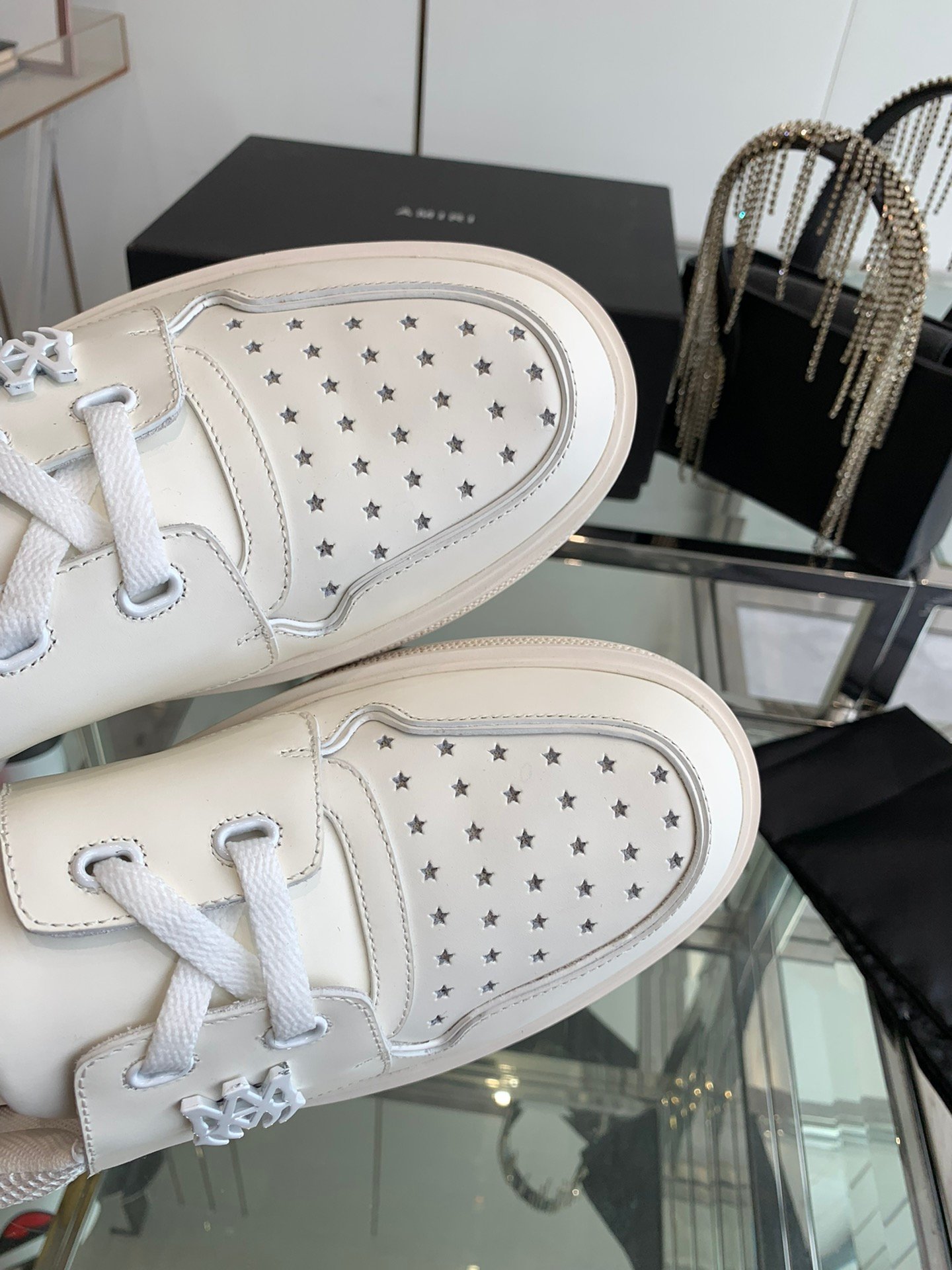 Amiri MA-1 Lace-Up Sneakers in White Leather - Image 6