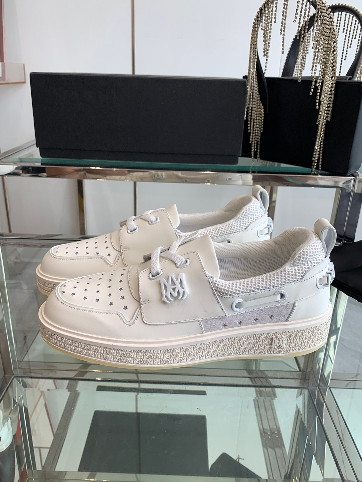 Amiri MA-1 Lace-Up Sneakers in White Leather - Image 3