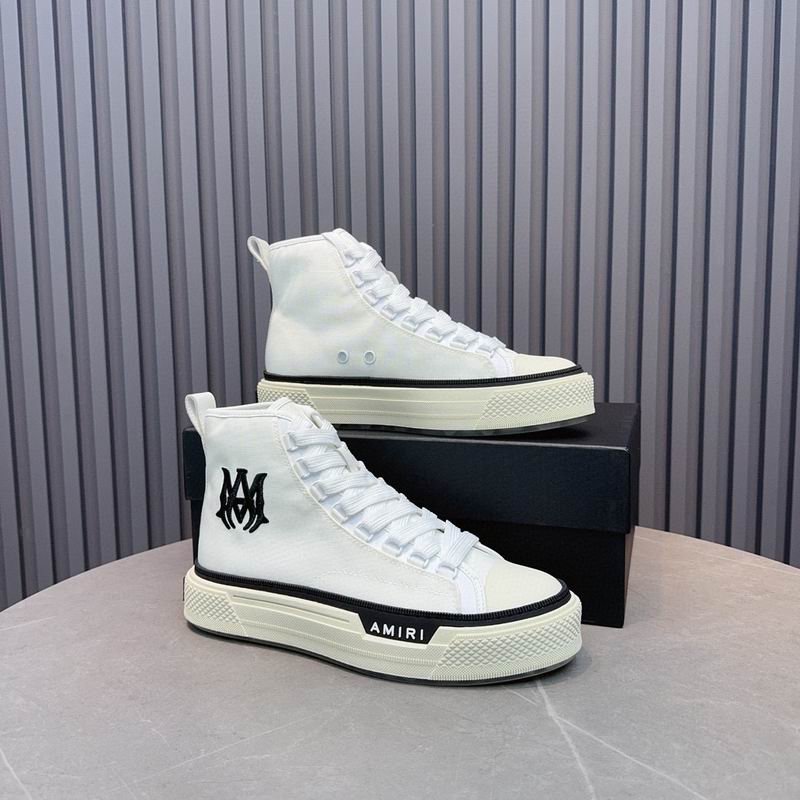 Amiri MA Court High-Top Sneakers in White with Black Logo - Image 5