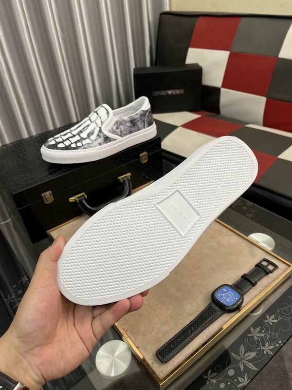 Amiri Skel Toe Slip-On Sneakers in Grey/Black with White Skeleton - Image 6