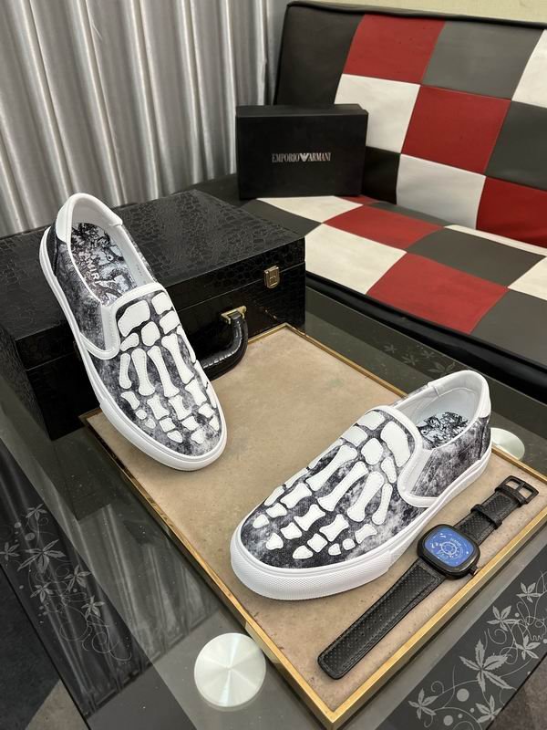 Amiri Skel Toe Slip-On Sneakers in Grey/Black with White Skeleton - Image 3