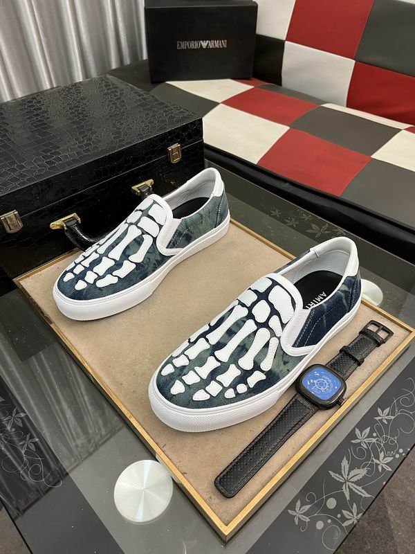 Amiri Skel Toe Slip-On Sneakers in Blue with White Skeleton - Image 3