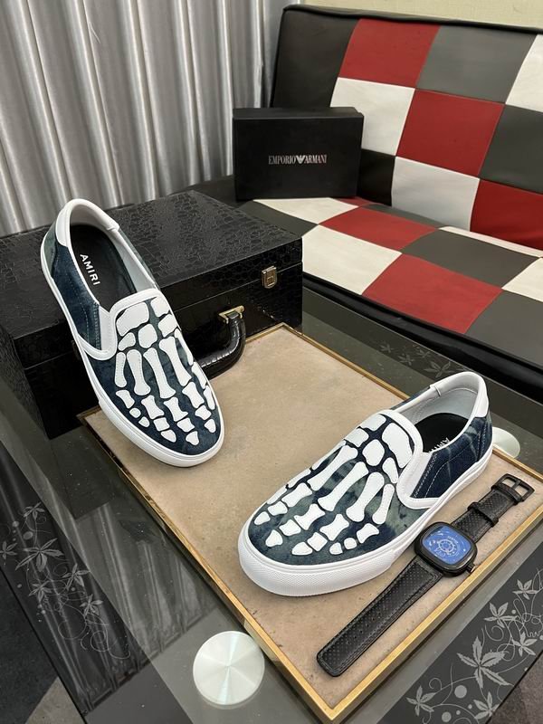 Amiri Skel Toe Slip-On Sneakers in Blue with White Skeleton - Image 4