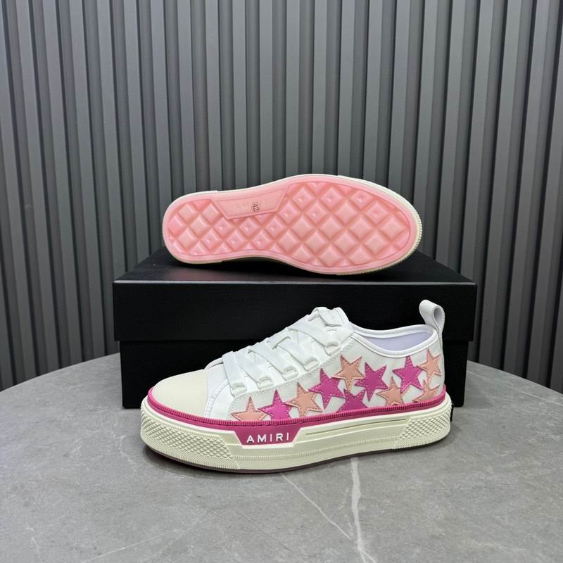 Amiri Stars Court Low-Top Sneakers in White with Pink - Image 6