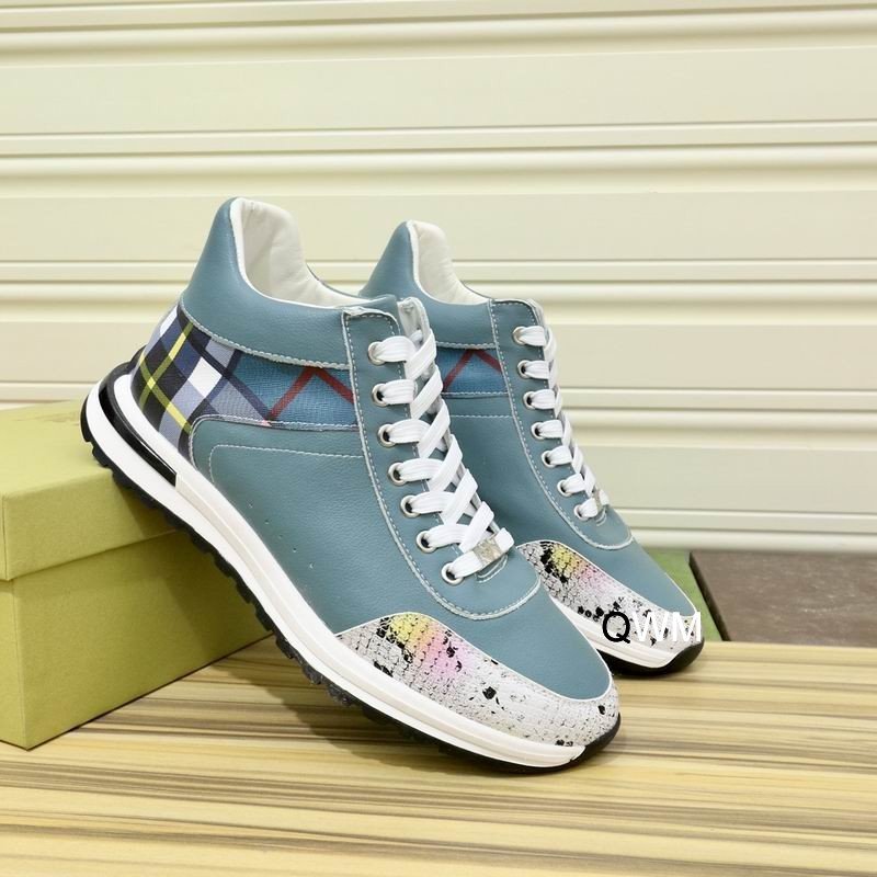 Burberry Blue Plaid and Speckled Low-Top Sneaker. - Image 2