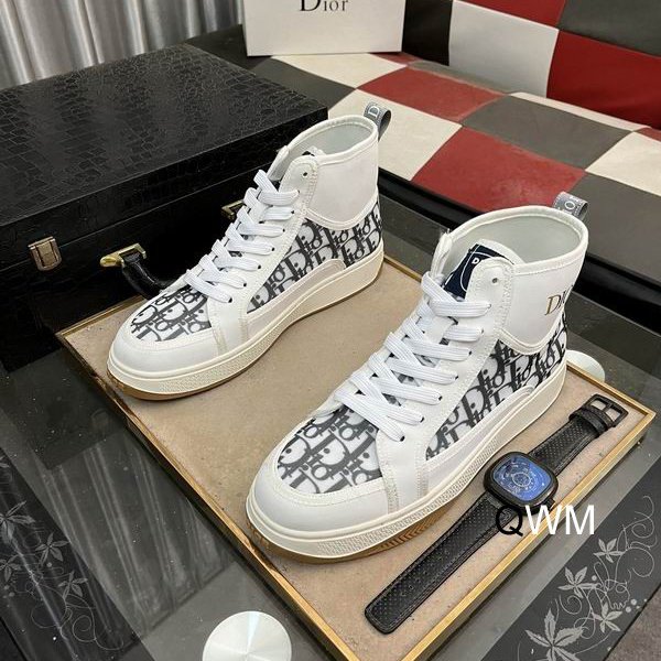 Dior High-Top Sneaker in White Dior Oblique Canvas.