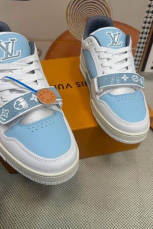 Louis Vuitton Trainer Sneakers – The Peak of White & Blue with Monogram Strap