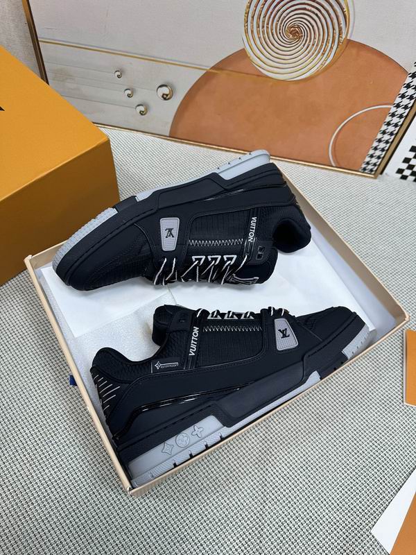 Louis Vuitton Trainer Sneakers - Black Leather & Mesh - Image 5