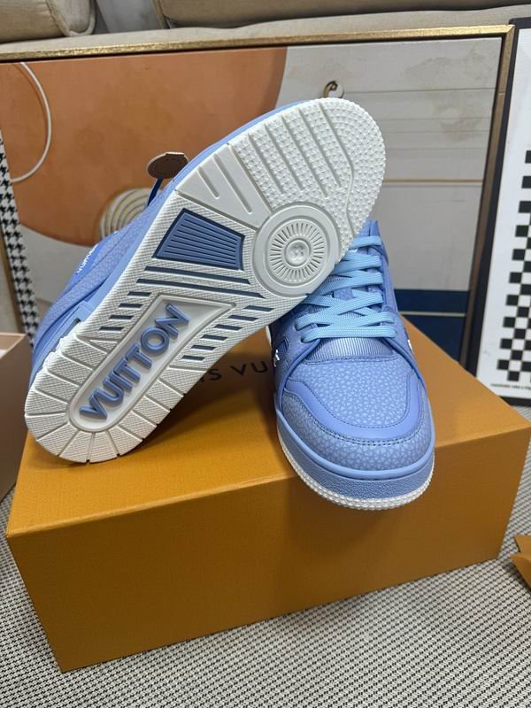 Louis Vuitton LV Trainer Sneakers - Monochromatic Blue Leather - Image 5