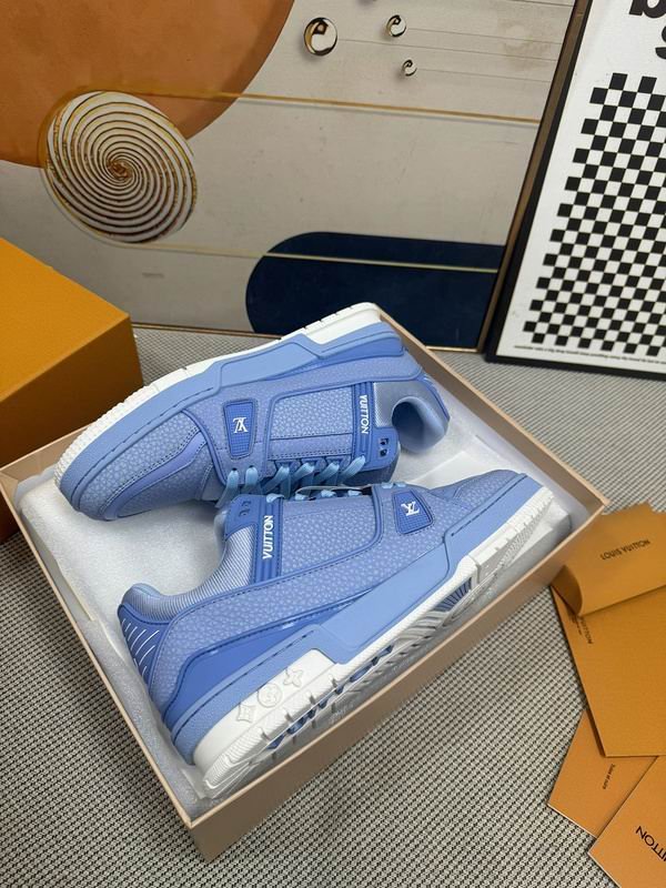 Louis Vuitton LV Trainer Sneakers - Monochromatic Blue Leather - Image 6