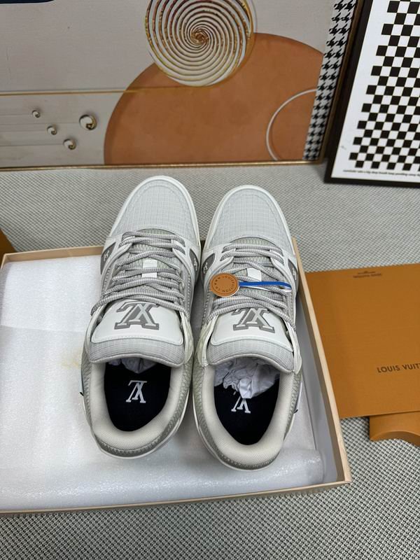 Louis Vuitton LV Trainer Sneakers - White & Grey Leather - Image 6