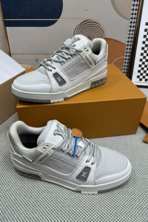 Louis Vuitton LV Trainer Sneakers - White & Grey Leather