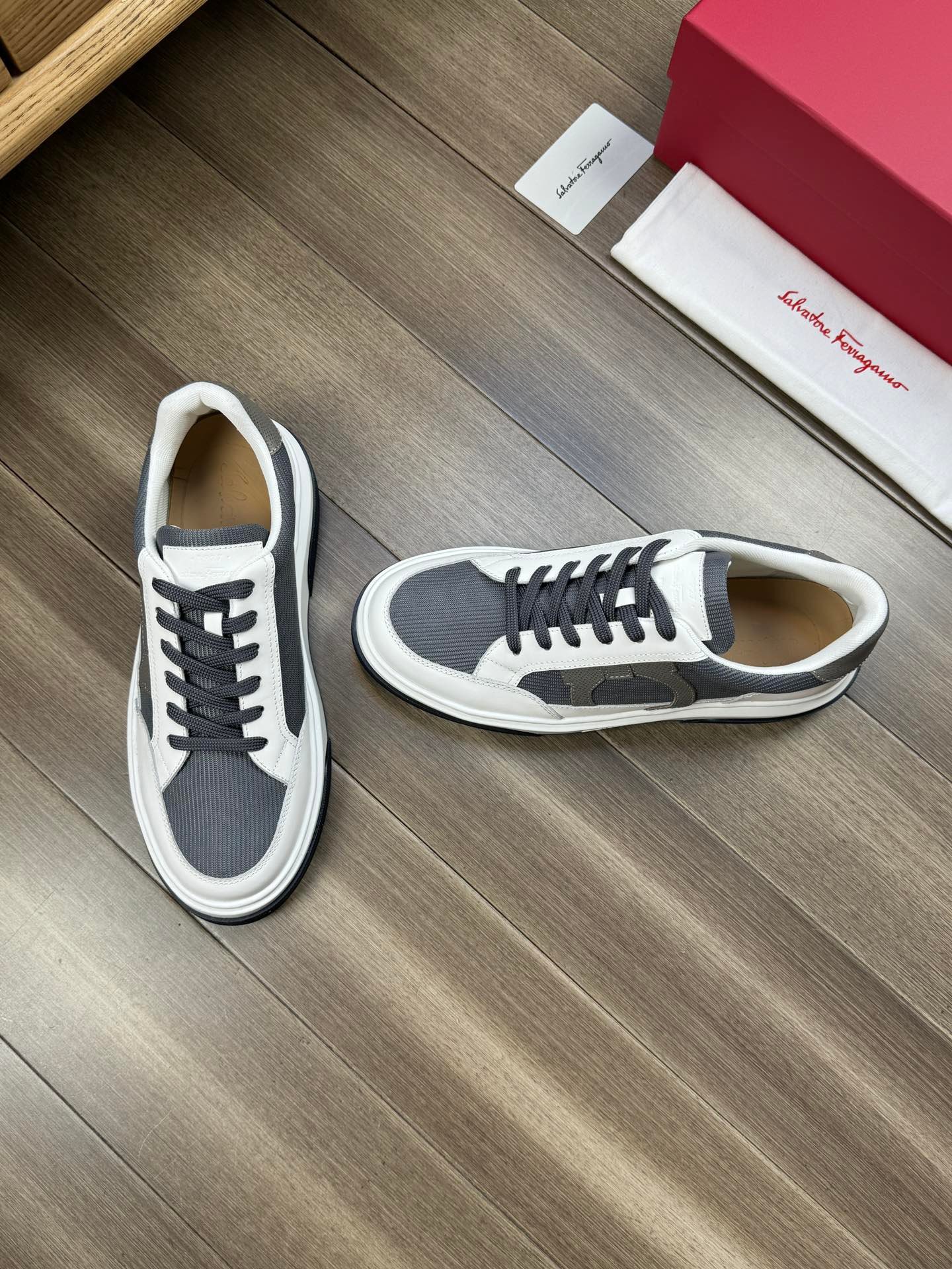 Salvatore Ferragamo Two-Tone Gancini Sport Sneakers - Image 3