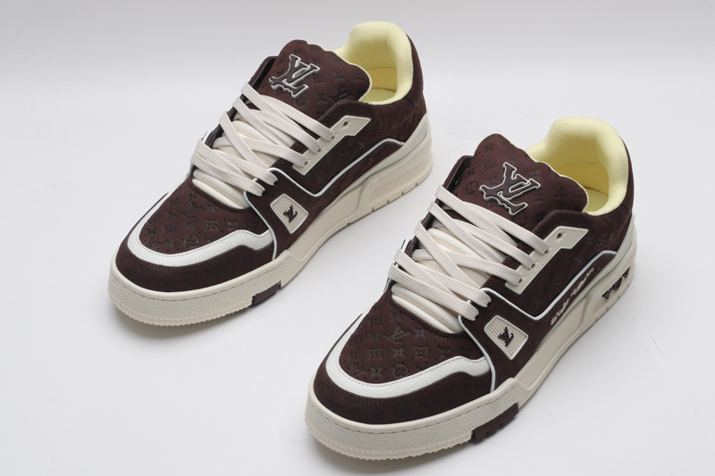Louis Vuitton LV Trainer Low-Top Sneakers - Brown Monogram Embossed Suede - Image 2