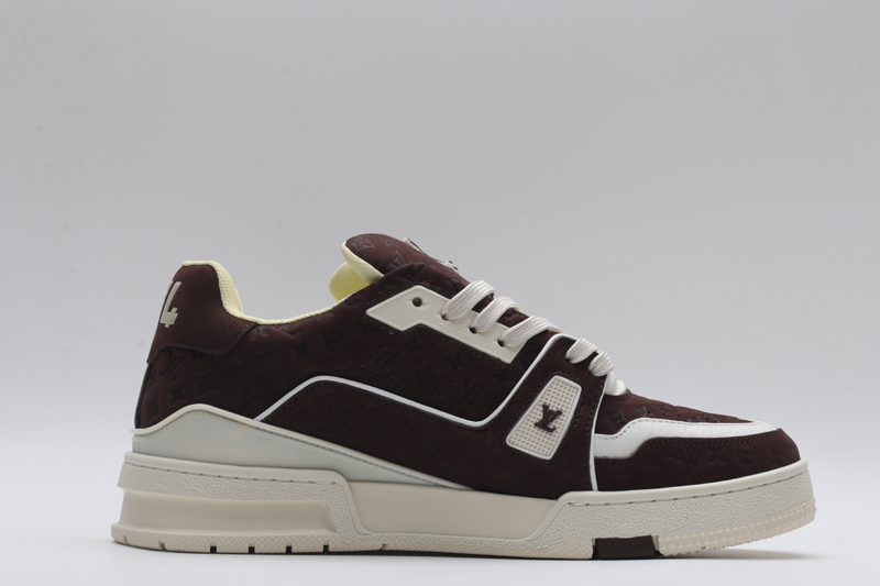 Louis Vuitton LV Trainer Low-Top Sneakers - Brown Monogram Embossed Suede - Image 5