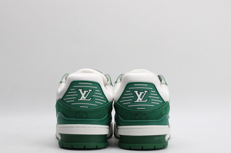 Louis Vuitton LV Trainer Low-Top Sneakers - Green and White Monogram Canvas - Image 6