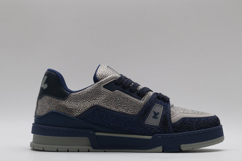 Louis Vuitton LV Trainer Sneakers - Navy Blue and Silver - Image 5